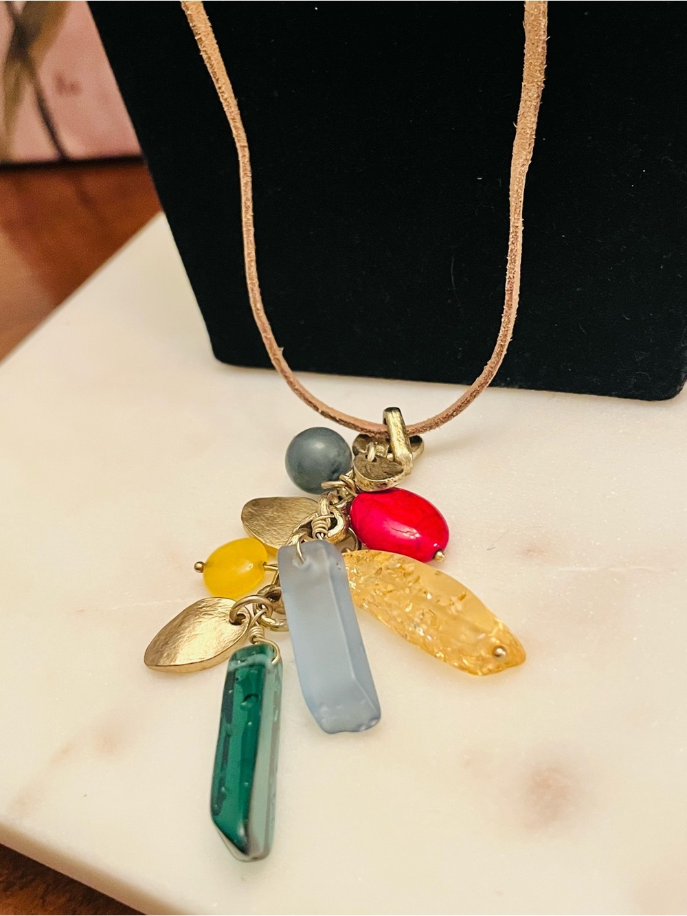 Chico’s Multi-Charm Cluster Cord Necklace (24”) - Excellent condition